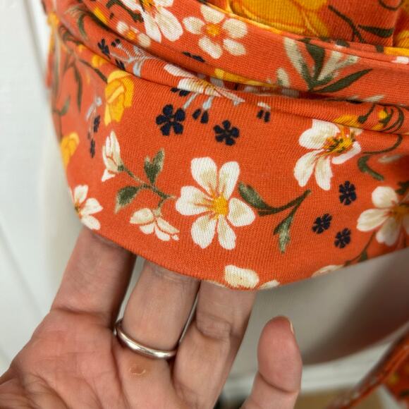 Forever 21 Women Short Sleeve Wrap Top Orange Fall Autumn Halloween Size Medium - Picture 3 of 6